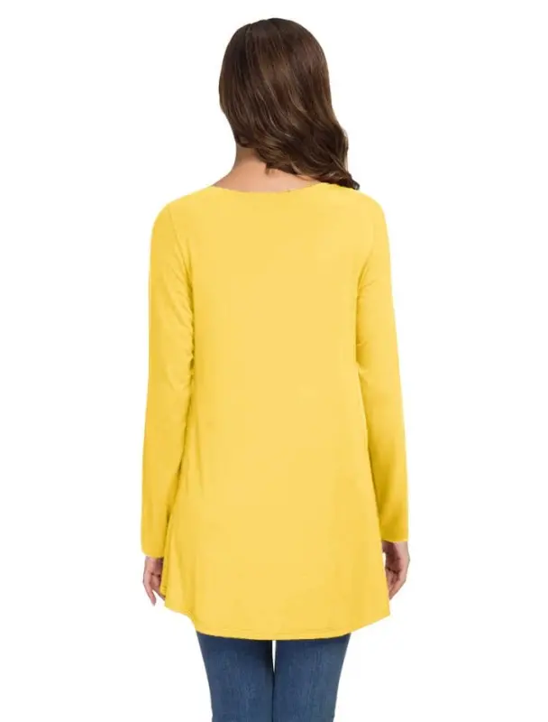 AWULIFFAN Women's Fall Long Sleeve V-Neck T-Shirt Sleepwear Tunic Tops Blouse Shirts - 4