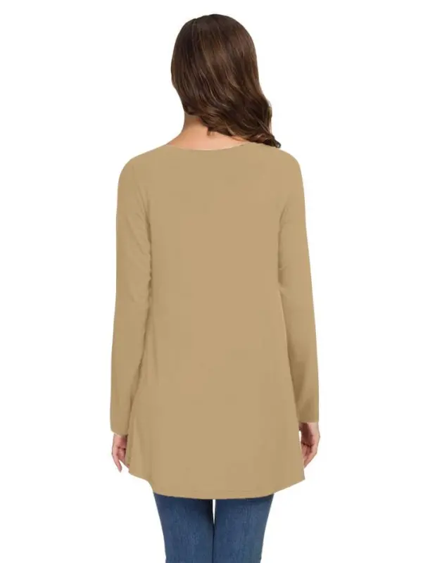AWULIFFAN Women's Fall Long Sleeve V-Neck T-Shirt Sleepwear Tunic Tops Blouse Shirts - 4