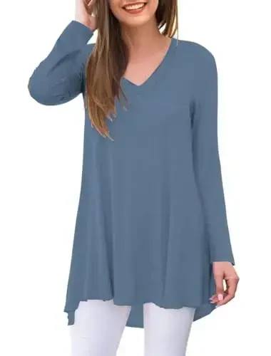 AWULIFFAN Women's Fall Long Sleeve V-Neck T-Shirt Sleepwear Tunic Tops Blouse Shirts 