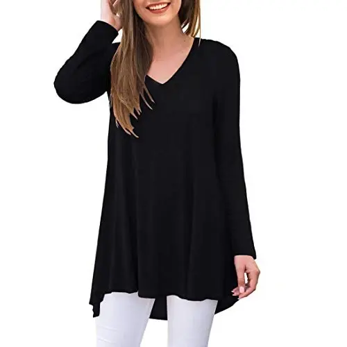 AWULIFFAN Women's Fall Long Sleeve V-Neck T-Shirt Sleepwear Tunic Tops Blouse Shirts 