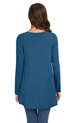 AWULIFFAN Women's Fall Long Sleeve V-Neck T-Shirt Sleepwear Tunic Tops Blouse Shirts - 3