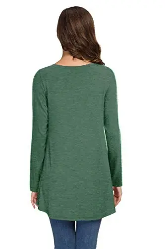 AWULIFFAN Women's Fall Long Sleeve V-Neck T-Shirt Sleepwear Tunic Tops Blouse Shirts - 3