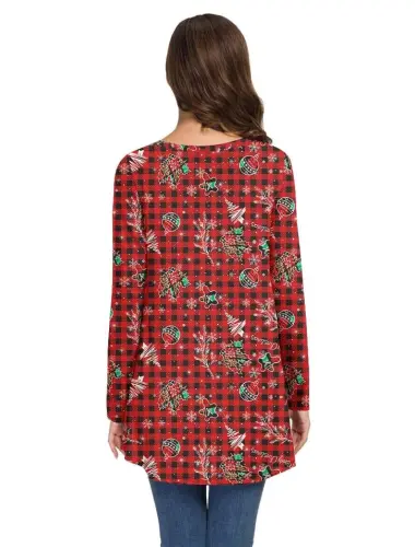 AWULIFFAN Women's Fall Long Sleeve V-Neck T-Shirt Sleepwear Tunic Tops Blouse Shirts - 3