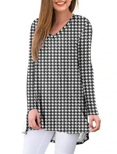 AWULIFFAN Women's Fall Long Sleeve V-Neck T-Shirt Sleepwear Tunic Tops Blouse Shirts - MODAZONE (1)