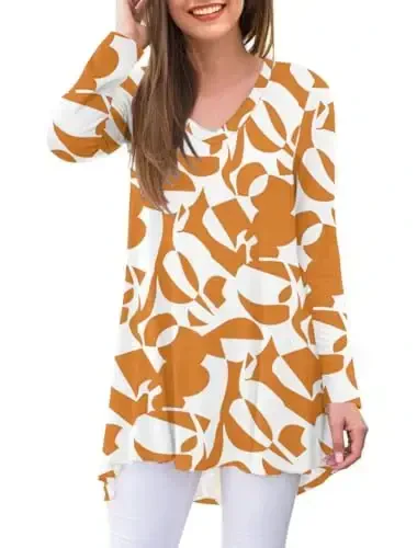 AWULIFFAN Women's Fall Long Sleeve V-Neck T-Shirt Sleepwear Tunic Tops Blouse Shirts 