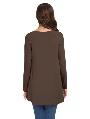 AWULIFFAN Women's Fall Long Sleeve V-Neck T-Shirt Sleepwear Tunic Tops Blouse Shirts - 3