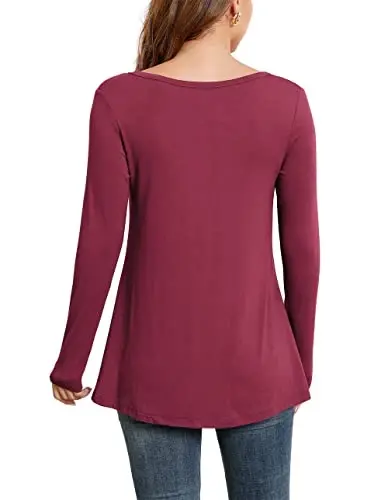 AWULIFFAN Womens Summer Short Sleeve Tunic Tops Loose Fit Casual T-Shirt Button Up Blouses - 2
