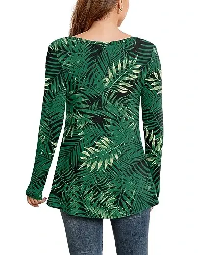 AWULIFFAN Womens Summer Short Sleeve Tunic Tops Loose Fit Casual T-Shirt Button Up Blouses - 2