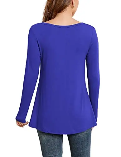 AWULIFFAN Womens Summer Short Sleeve Tunic Tops Loose Fit Casual T-Shirt Button Up Blouses - 2