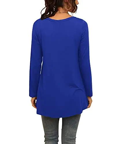 AWULIFFAN Women's Casual Round Neck Long Sleeve Loose Tunic T-Shirt Blouse Tops - 3