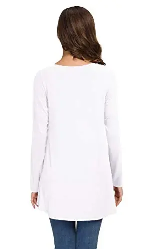 AWULIFFAN Women's Casual Round Neck Long Sleeve Loose Tunic T-Shirt Blouse Tops - 3