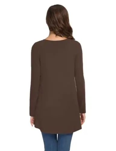 AWULIFFAN Women's Casual Round Neck Long Sleeve Loose Tunic T-Shirt Blouse Tops - 4