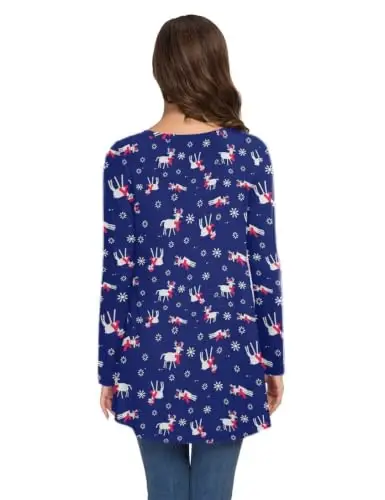 AWULIFFAN Women's Casual Round Neck Long Sleeve Loose Tunic T-Shirt Blouse Tops - 4