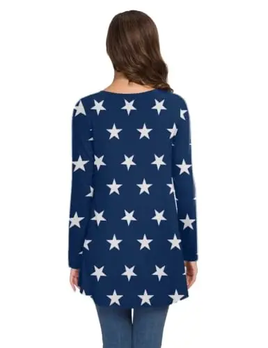 AWULIFFAN Women's Casual Round Neck Long Sleeve Loose Tunic T-Shirt Blouse Tops - 4