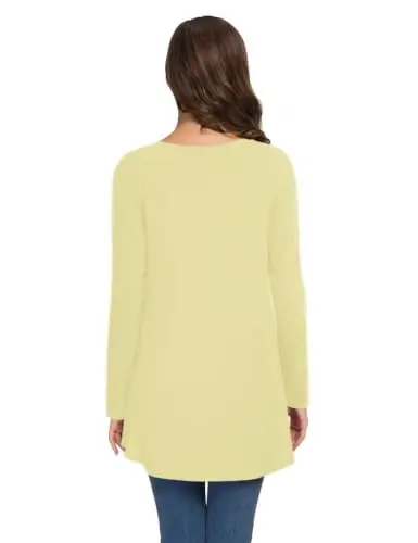 AWULIFFAN Women's Casual Round Neck Long Sleeve Loose Tunic T-Shirt Blouse Tops - 4
