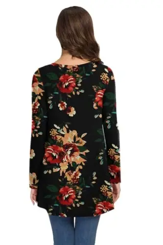 AWULIFFAN Women's Casual Round Neck Long Sleeve Loose Tunic T-Shirt Blouse Tops - 4