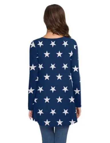 AWULIFFAN Women's Casual Round Neck Long Sleeve Loose Tunic T-Shirt Blouse Tops - 4
