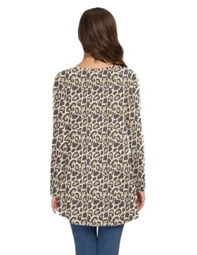 AWULIFFAN Women's Casual Round Neck Long Sleeve Loose Tunic T-Shirt Blouse Tops - 4