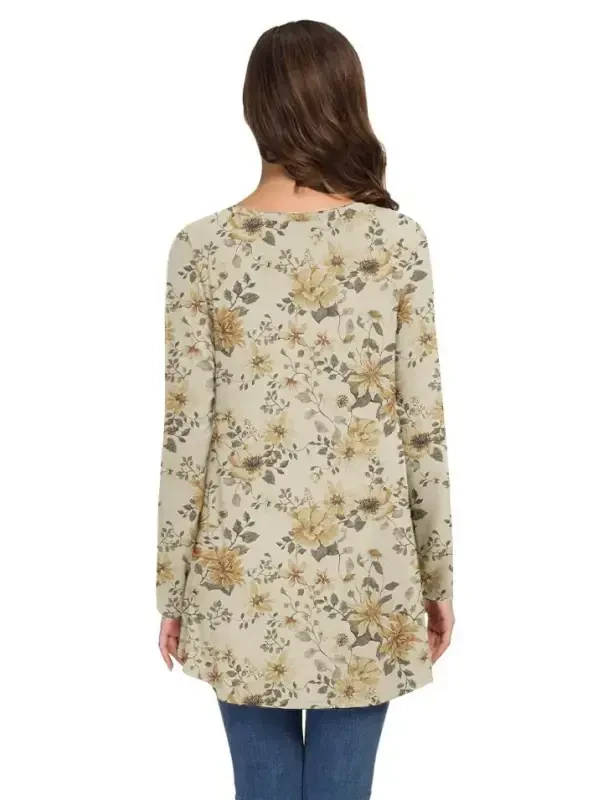 AWULIFFAN Women's Fall Long Sleeve V-Neck T-Shirt Sleepwear Tunic Tops Blouse Shirts - 3