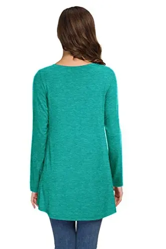 AWULIFFAN Women's Fall Long Sleeve V-Neck T-Shirt Sleepwear Tunic Tops Blouse Shirts - 9