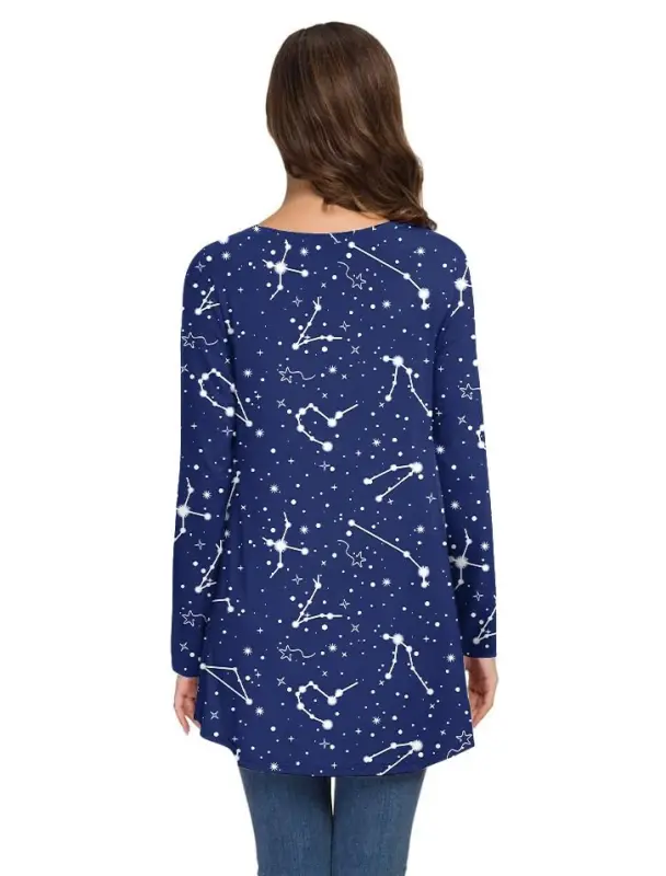 AWULIFFAN Women's Fall Long Sleeve V-Neck T-Shirt Sleepwear Tunic Tops Blouse Shirts - 3