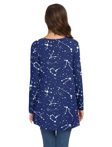 AWULIFFAN Women's Fall Long Sleeve V-Neck T-Shirt Sleepwear Tunic Tops Blouse Shirts - 3