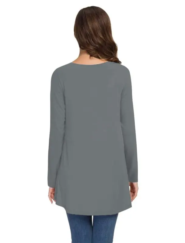 AWULIFFAN Women's Fall Long Sleeve V-Neck T-Shirt Sleepwear Tunic Tops Blouse Shirts - 9