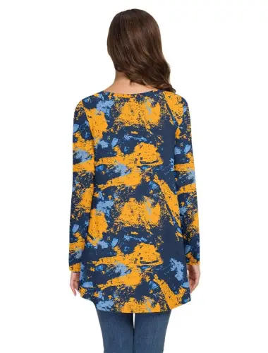 AWULIFFAN Women's Fall Long Sleeve V-Neck T-Shirt Sleepwear Tunic Tops Blouse Shirts - 9