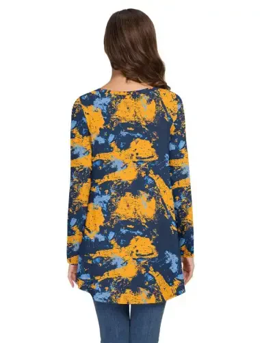 AWULIFFAN Women's Fall Long Sleeve V-Neck T-Shirt Sleepwear Tunic Tops Blouse Shirts - 3