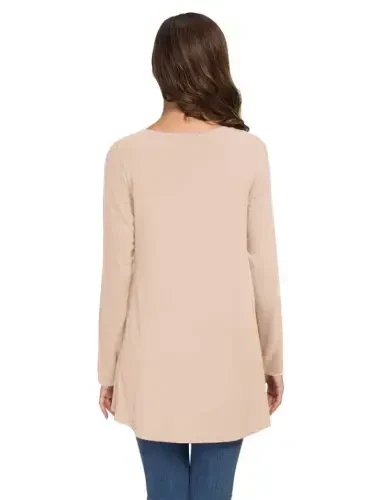 AWULIFFAN Women's Fall Long Sleeve V-Neck T-Shirt Sleepwear Tunic Tops Blouse Shirts - 3