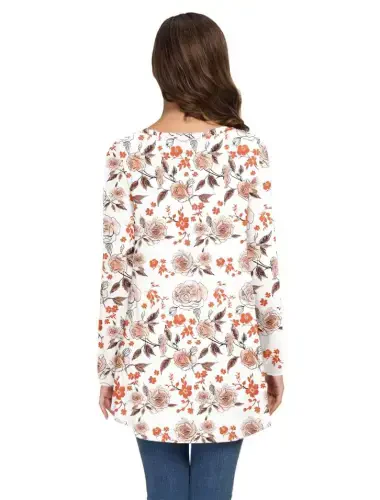 AWULIFFAN Women's Fall Long Sleeve V-Neck T-Shirt Sleepwear Tunic Tops Blouse Shirts - 3