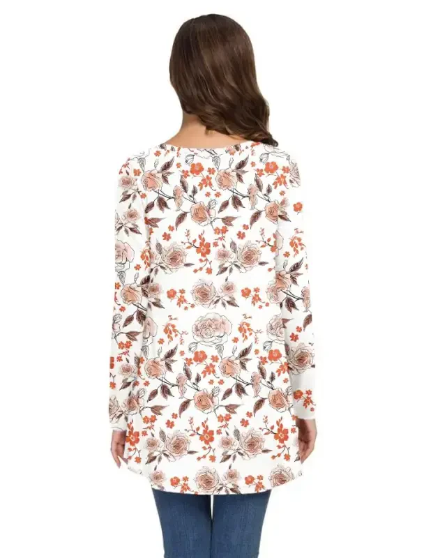 AWULIFFAN Women's Fall Long Sleeve V-Neck T-Shirt Sleepwear Tunic Tops Blouse Shirts - 3