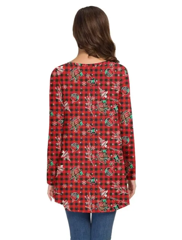 AWULIFFAN Women's Fall Long Sleeve V-Neck T-Shirt Sleepwear Tunic Tops Blouse Shirts - 9