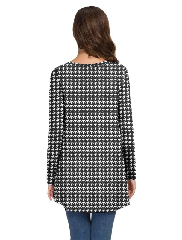 AWULIFFAN Women's Fall Long Sleeve V-Neck T-Shirt Sleepwear Tunic Tops Blouse Shirts - 3