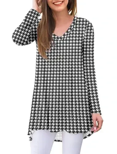AWULIFFAN Women's Fall Long Sleeve V-Neck T-Shirt Sleepwear Tunic Tops Blouse Shirts 