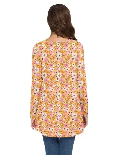 AWULIFFAN Women's Fall Long Sleeve V-Neck T-Shirt Sleepwear Tunic Tops Blouse Shirts - 3