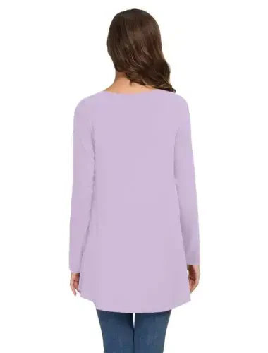 AWULIFFAN Women's Fall Long Sleeve V-Neck T-Shirt Sleepwear Tunic Tops Blouse Shirts - 3