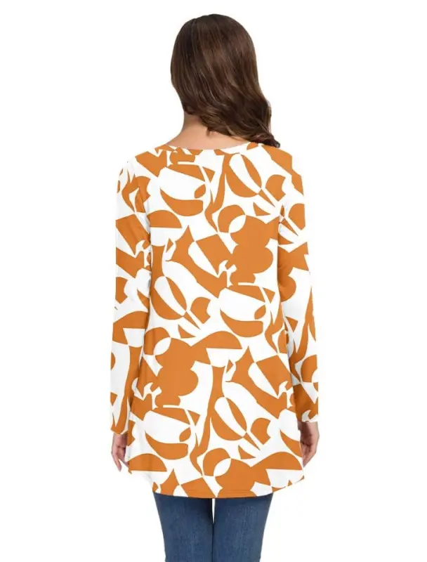 AWULIFFAN Women's Fall Long Sleeve V-Neck T-Shirt Sleepwear Tunic Tops Blouse Shirts - 9