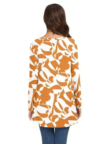 AWULIFFAN Women's Fall Long Sleeve V-Neck T-Shirt Sleepwear Tunic Tops Blouse Shirts - 3