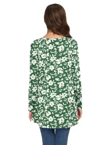 AWULIFFAN Women's Fall Long Sleeve V-Neck T-Shirt Sleepwear Tunic Tops Blouse Shirts - 3