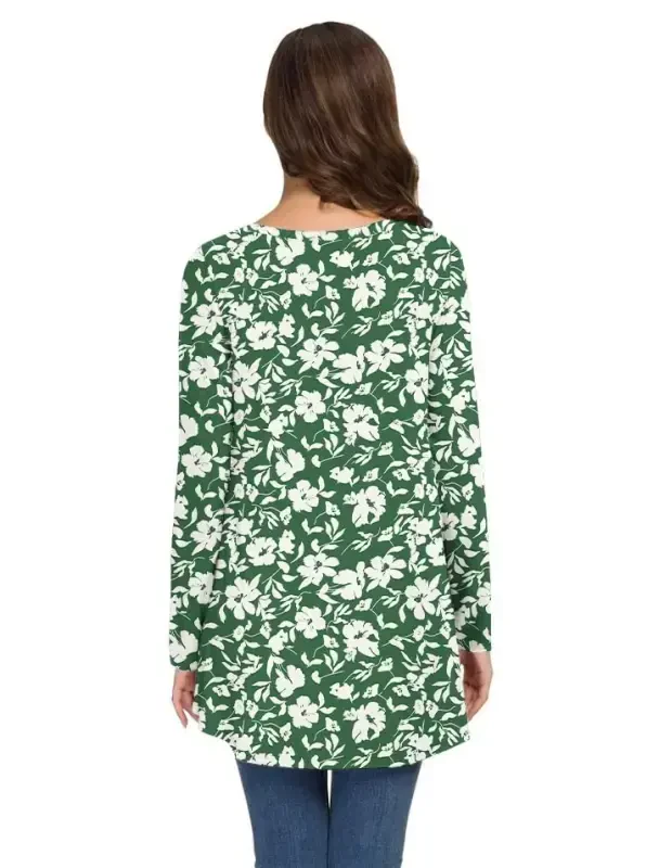 AWULIFFAN Women's Fall Long Sleeve V-Neck T-Shirt Sleepwear Tunic Tops Blouse Shirts - 3