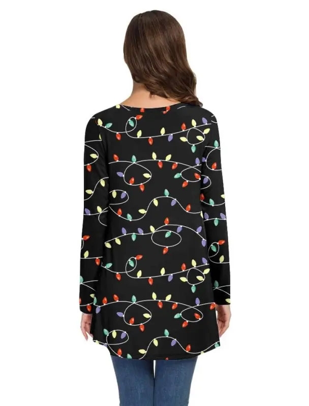 AWULIFFAN Women's Fall Long Sleeve V-Neck T-Shirt Sleepwear Tunic Tops Blouse Shirts - 9