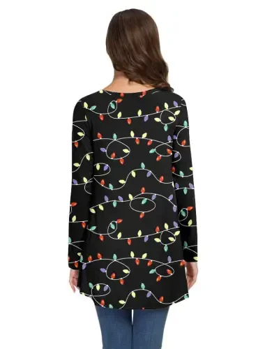 AWULIFFAN Women's Fall Long Sleeve V-Neck T-Shirt Sleepwear Tunic Tops Blouse Shirts - 3