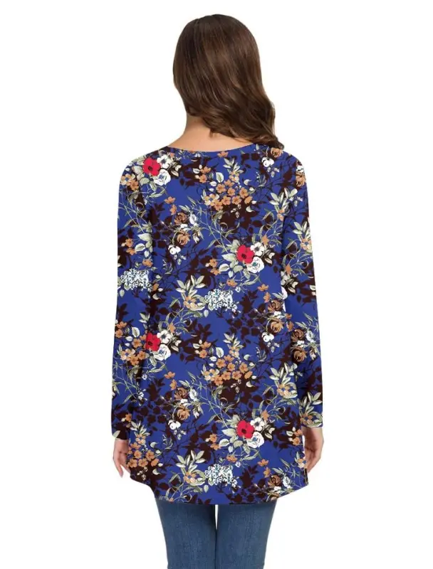 AWULIFFAN Women's Fall Long Sleeve V-Neck T-Shirt Sleepwear Tunic Tops Blouse Shirts - 9