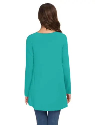 AWULIFFAN Women's Fall Long Sleeve V-Neck T-Shirt Sleepwear Tunic Tops Blouse Shirts - 4