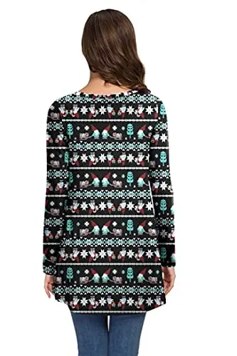 AWULIFFAN Women's Fall Long Sleeve V-Neck T-Shirt Sleepwear Tunic Tops Blouse Shirts - 4