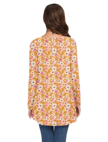 AWULIFFAN Women's Fall Long Sleeve V-Neck T-Shirt Sleepwear Tunic Tops Blouse Shirts - 4