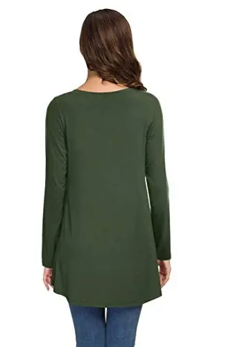 AWULIFFAN Women's Fall Long Sleeve V-Neck T-Shirt Sleepwear Tunic Tops Blouse Shirts - 4
