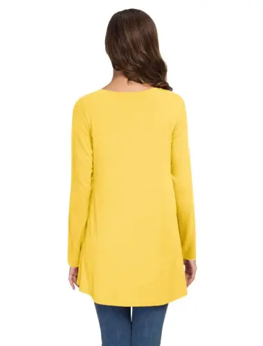 AWULIFFAN Women's Fall Long Sleeve V-Neck T-Shirt Sleepwear Tunic Tops Blouse Shirts - 4