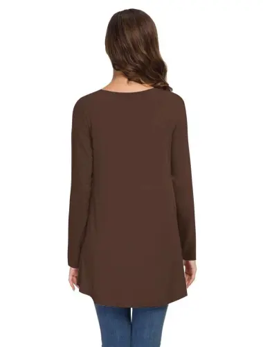 AWULIFFAN Women's Fall Long Sleeve V-Neck T-Shirt Sleepwear Tunic Tops Blouse Shirts - 4